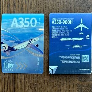 Delta Air Lines Trading Card 2025 #77 Limited Edition 100 Year Airbus A350